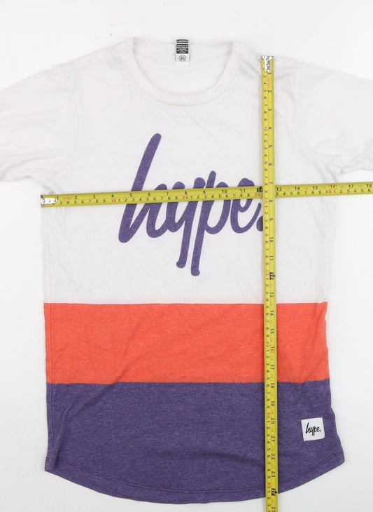 Hype Kids Girls White Orange Purple Colourblock T-Shirt 13 Years