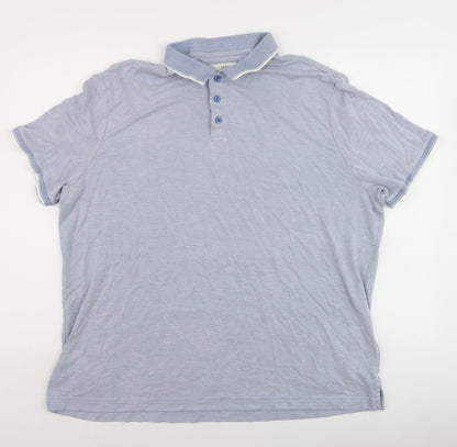 Marks and Spencer Men's Blue 2XL Short Sleeve Polo Shirt