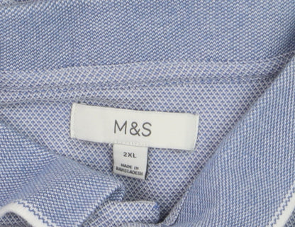 Marks and Spencer Men's Blue 2XL Short Sleeve Polo Shirt