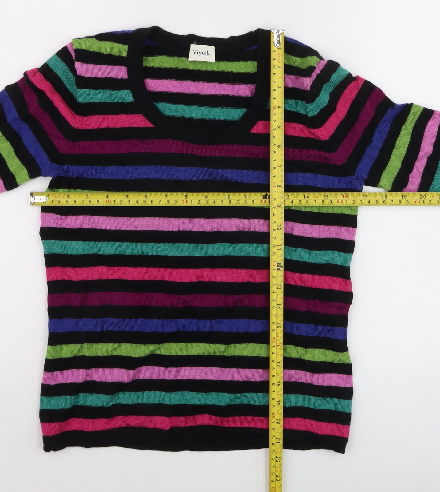 Viyella Women's Multicoloured Striped Wool Pullover Jumper M