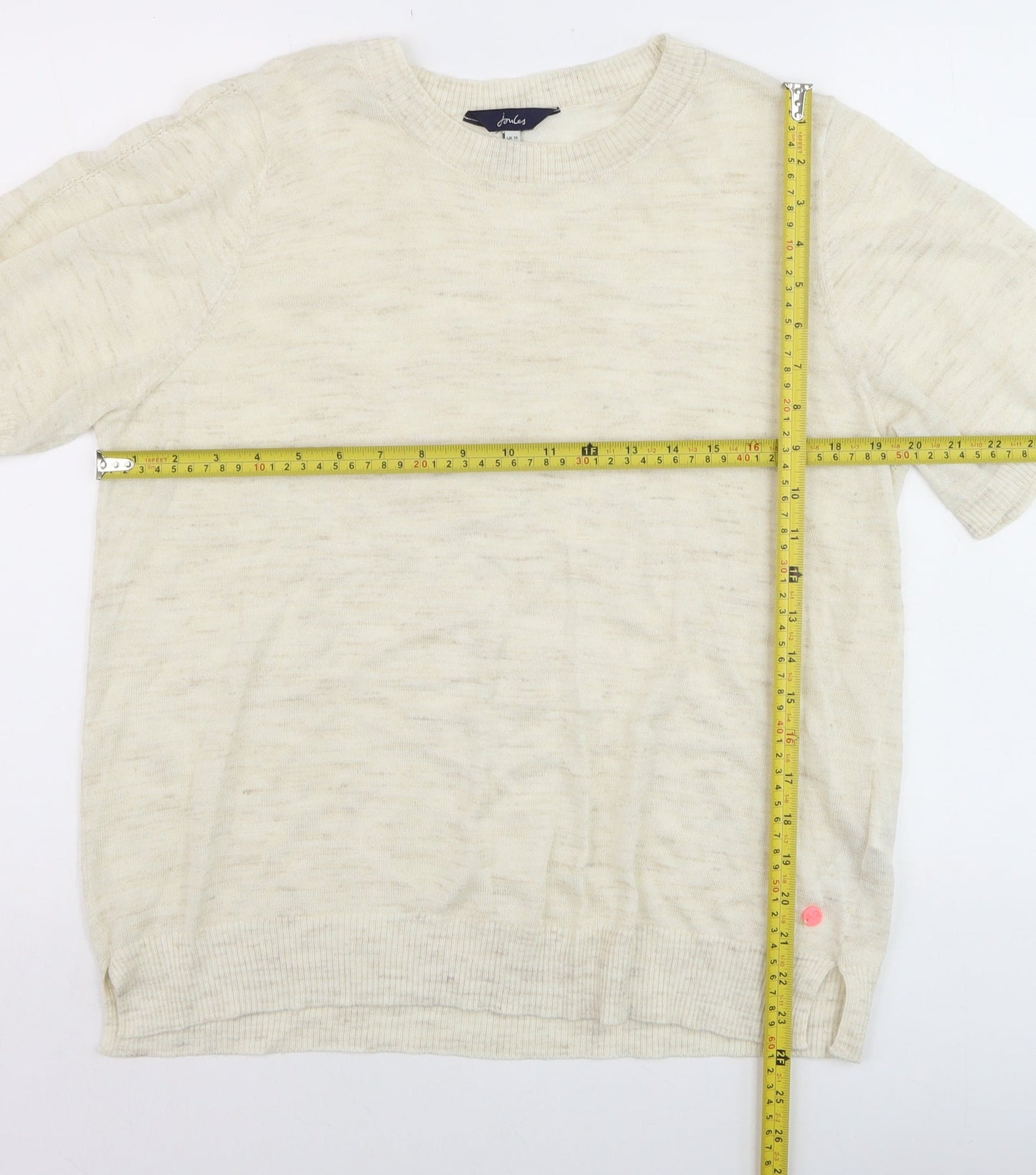 Joules Women’s Beige Short Sleeve Knit T-Shirt UK 16
