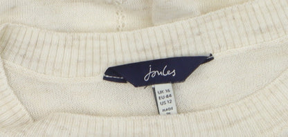 Joules Women’s Beige Short Sleeve Knit T-Shirt UK 16