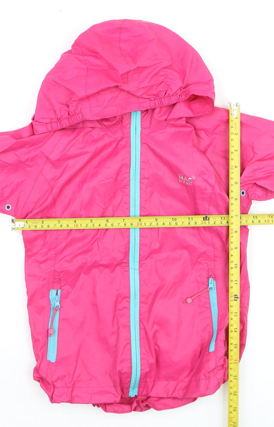Mac In A Sac Girls Pink Waterproof Hooded Rain Coat Jacket 5-7 Years