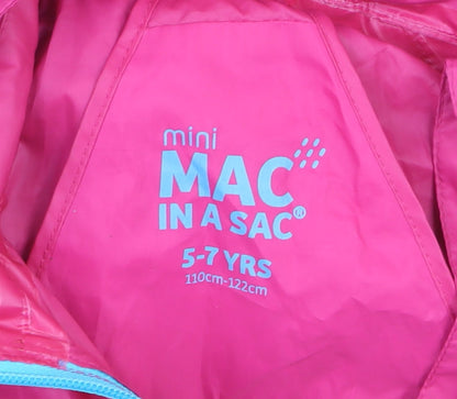 Mac In A Sac Girls Pink Waterproof Hooded Rain Coat Jacket 5-7 Years