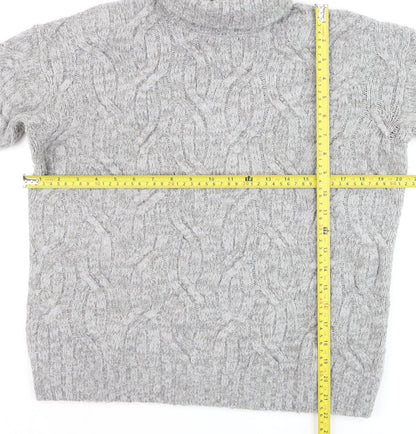 Marks and Spencer Men's Grey Cable Knit Roll Neck Jumper Size S