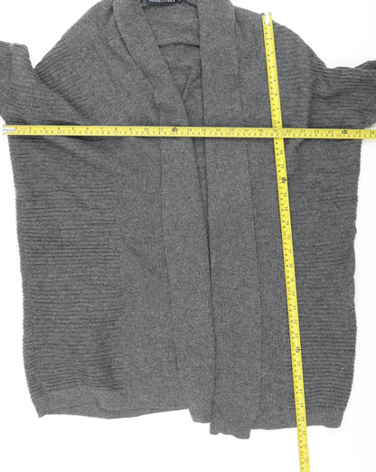 WoolOvers Womens Grey Cashmere Merino Wool Open Cardigan M