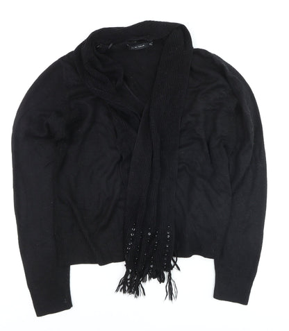 Alibi Knits Women’s Black XL Acrylic Knit Cardigan with Fringe