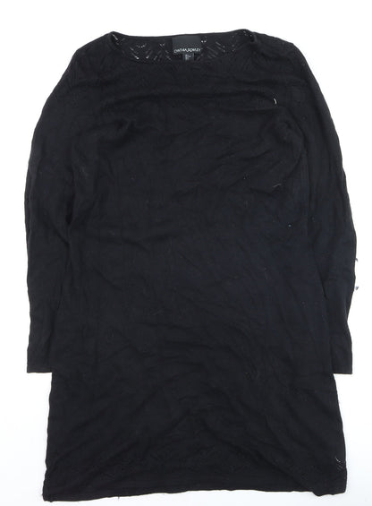 Cynthia Rowley Women’s Black Knit Shift Dress Size L Long Sleeve