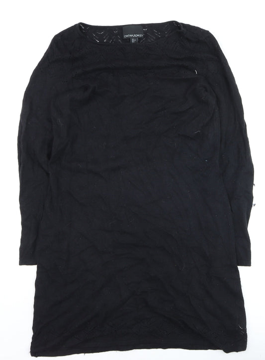 Cynthia Rowley Women’s Black Knit Shift Dress Size L Long Sleeve