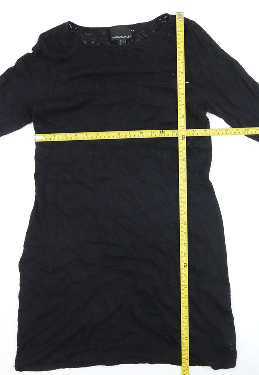 Cynthia Rowley Women’s Black Knit Shift Dress Size L Long Sleeve