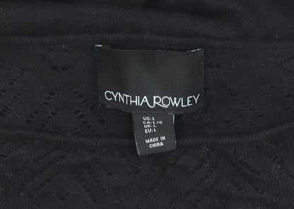 Cynthia Rowley Women’s Black Knit Shift Dress Size L Long Sleeve