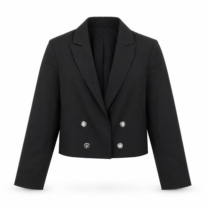 Joie Women's Black Double-Breasted Cropped Blazer Size L