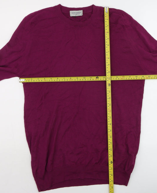 John Smedley Men's Purple Wool Crew Neck Jumper Size M