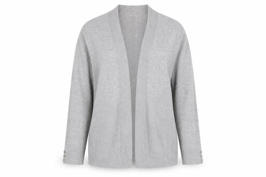 89th + Madison Women's Grey Long Sleeve Open Knit Cardigan Size L
