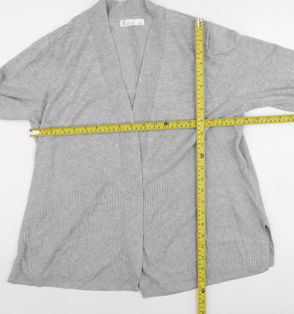 89th + Madison Women's Grey Long Sleeve Open Knit Cardigan Size L