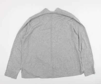 89th + Madison Women's Grey Long Sleeve Open Knit Cardigan Size L