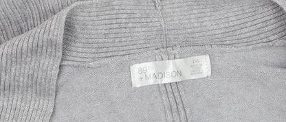 89th + Madison Women's Grey Long Sleeve Open Knit Cardigan Size L