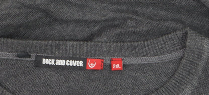 Duck and Cover Men’s Grey 2XL Cotton Crew Neck Pullover Jumper