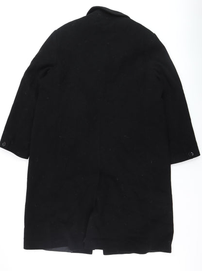 Marks and Spencer Women Black Wool Overcoat Size 18 Classic Long Style