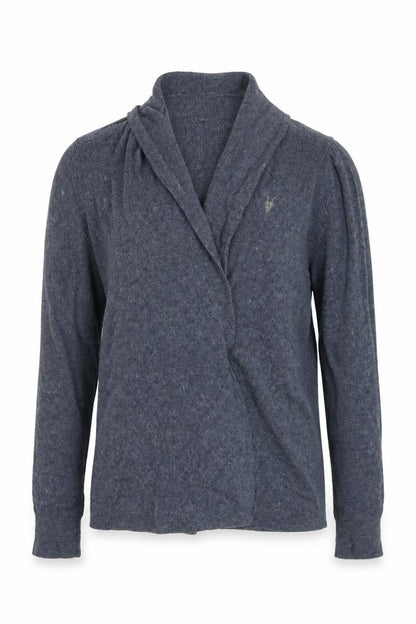 AllSaints Women Blue Merino Wool Open Cardigan XS
