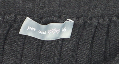 Marks and Spencer Per Una Women’s Black A-Line Knit Ruffle Skirt Size 16