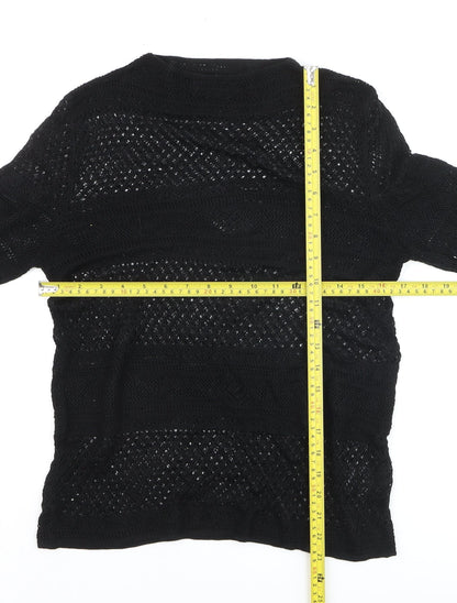 Next Women’s Black Open-Knit Cotton Blend Jumper Size 12