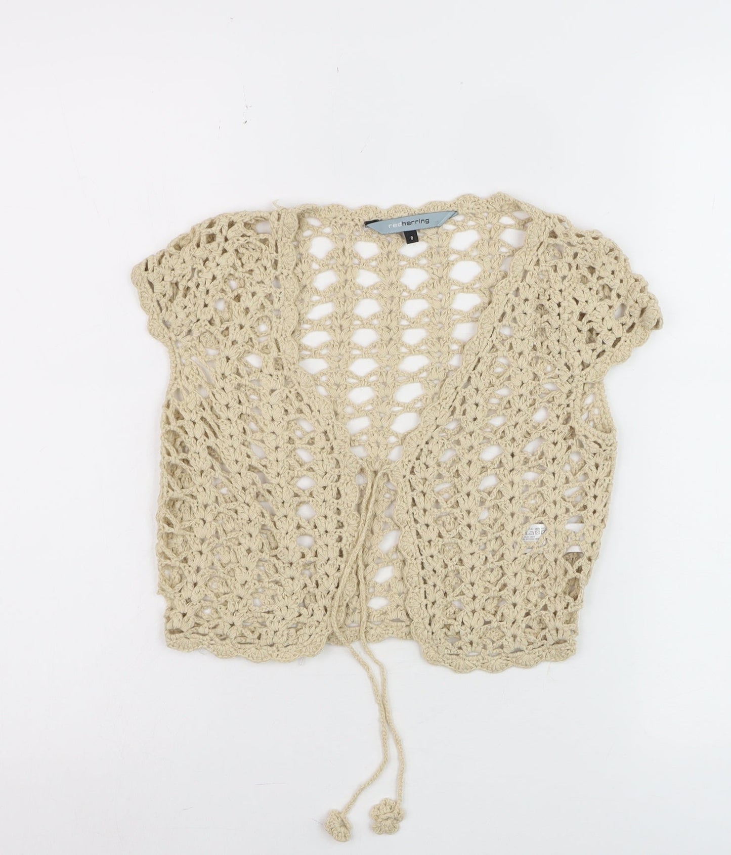 Red Herring Women’s Beige Crochet Shrug Cardigan Size 8