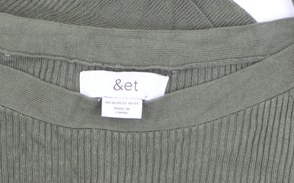 &et Women Green Long Sleeve Ribbed Pullover Knit Jumper Size 16