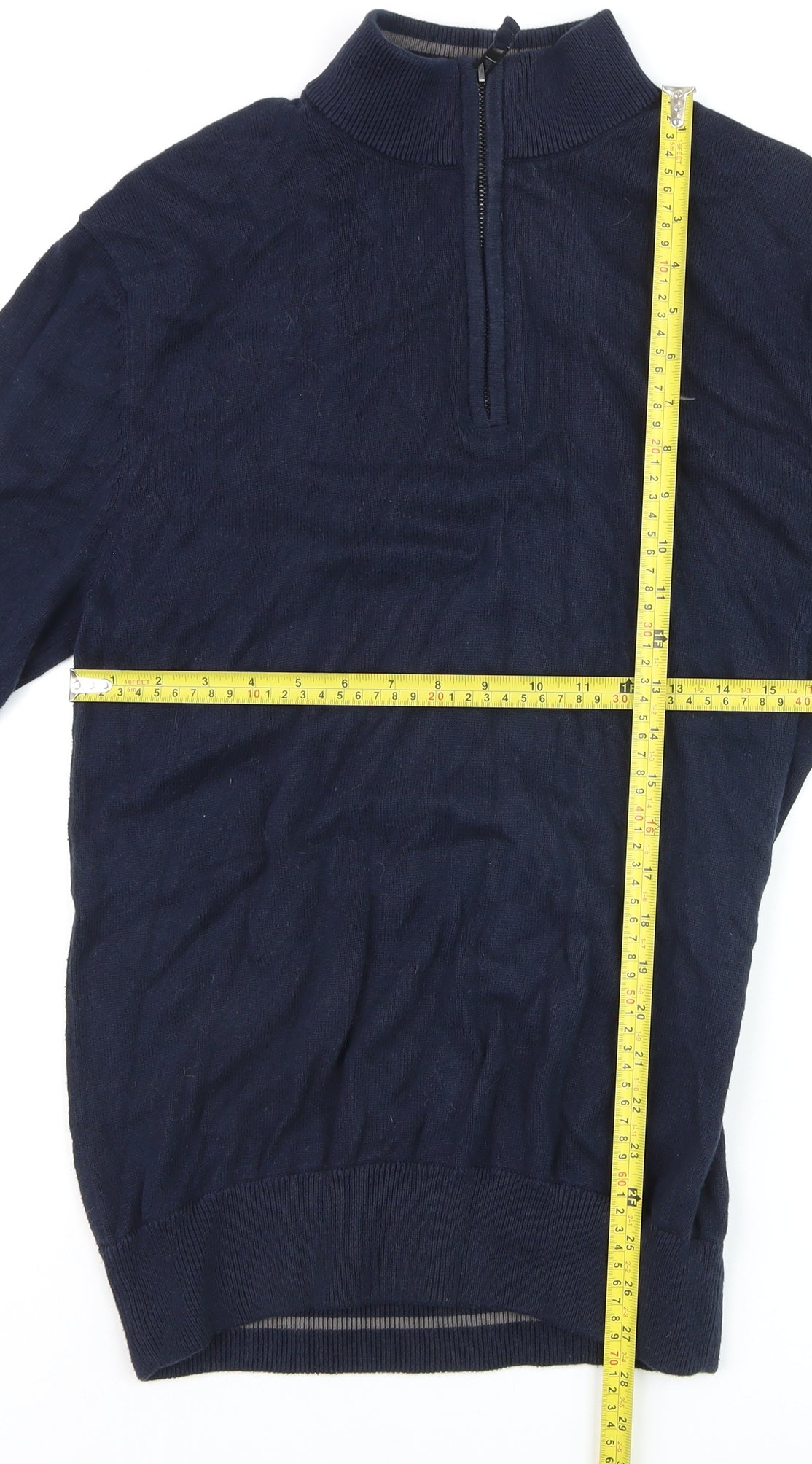 Jack Wills Men's Blue Cotton 1/2 Zip High Neck Jumper Size S