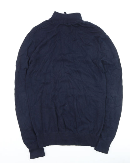 Jack Wills Men's Blue Cotton 1/2 Zip High Neck Jumper Size S