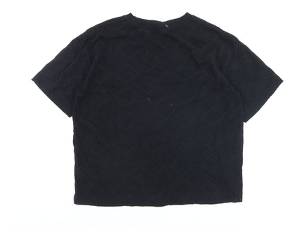 Marks and Spencer Women’s Black Crochet Cotton T-Shirt Size 12