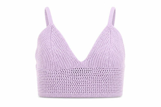 Bershka Women Purple Knit Camisole Tank Top Size S