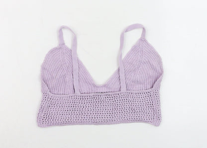 Bershka Women Purple Knit Camisole Tank Top Size S