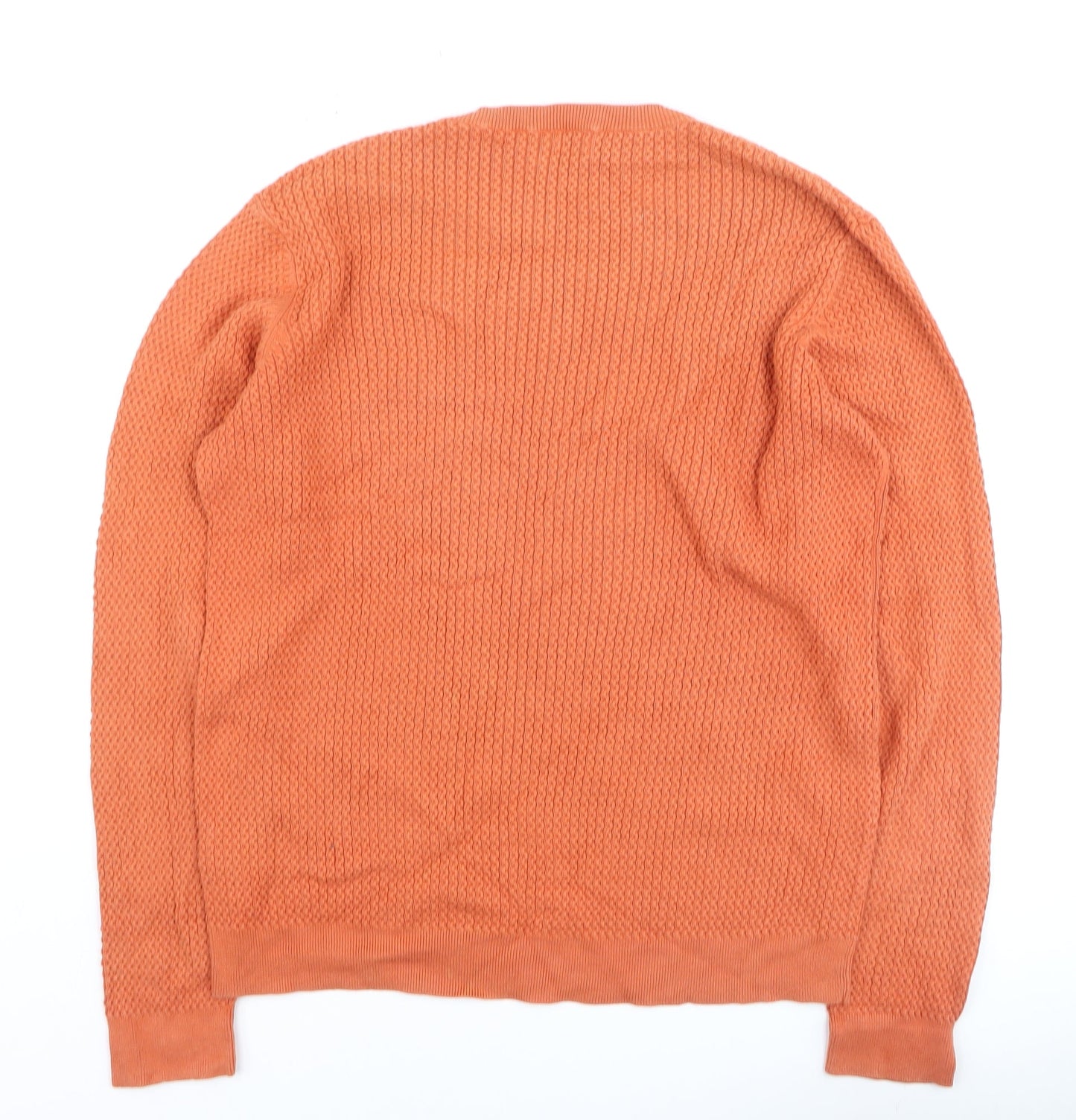 Kin by John Lewis Men's Orange Cotton Waffle Knit Jumper L