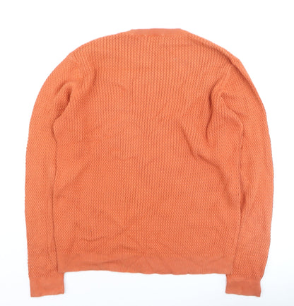 Kin by John Lewis Men's Orange Cotton Waffle Knit Jumper L