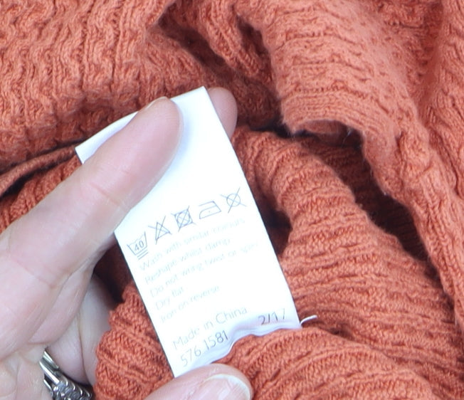 Kin by John Lewis Men's Orange Cotton Waffle Knit Jumper L