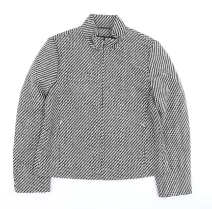 Marks and Spencer Women's Black Wool Tweed Zip Jacket Size 14