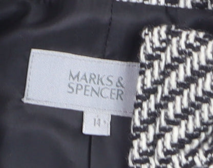 Marks and Spencer Women's Black Wool Tweed Zip Jacket Size 14