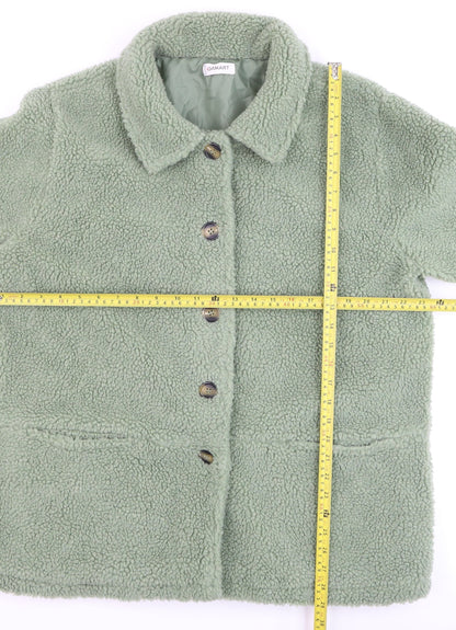 Damart Women’s Green Fleece Button Jacket L Warm Winter Coat