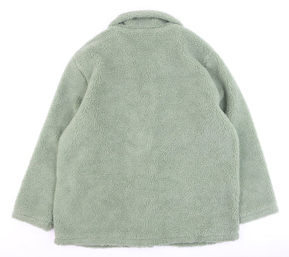 Damart Women’s Green Fleece Button Jacket L Warm Winter Coat