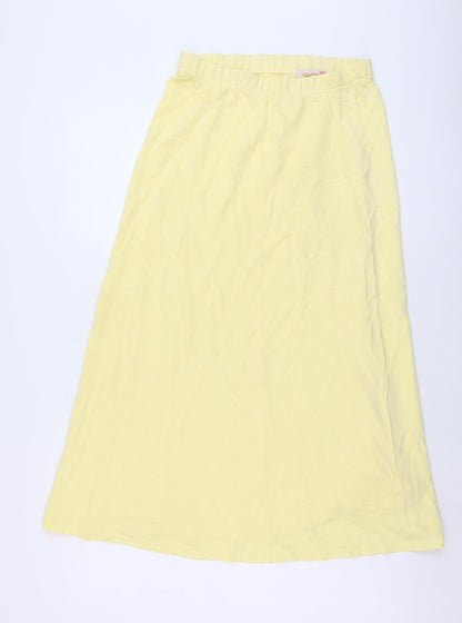 Stephen Women Yellow Cotton A-Line Midi Skirt Size 2XS Petite