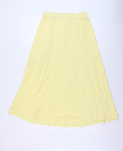 Stephen Women Yellow Cotton A-Line Midi Skirt Size 2XS Petite