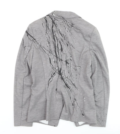 H&M Women’s Grey Abstract Print Single-Breasted Blazer Size 8