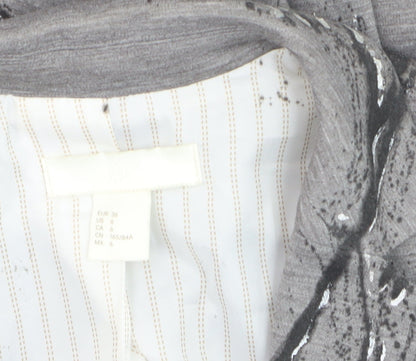 H&M Women’s Grey Abstract Print Single-Breasted Blazer Size 8