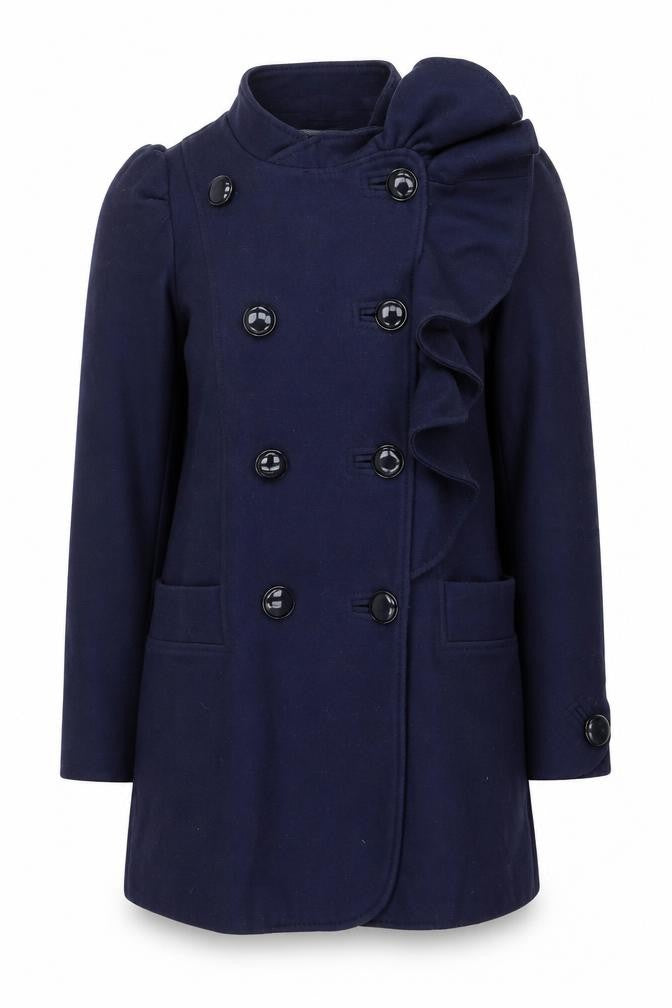 French Connection Women's Blue Wool Pea Coat Size 10 Double Breasted