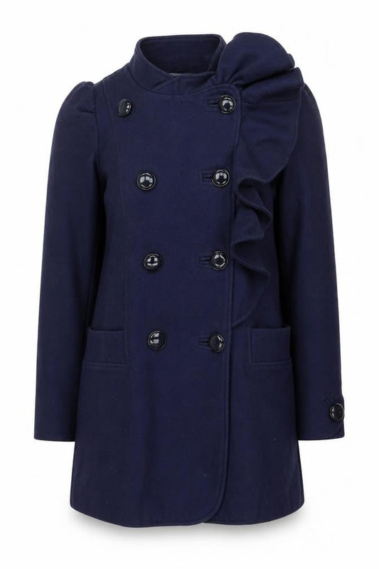 French Connection Women's Blue Wool Pea Coat Size 10 Double Breasted