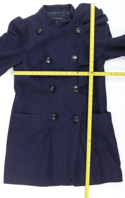French Connection Women's Blue Wool Pea Coat Size 10 Double Breasted