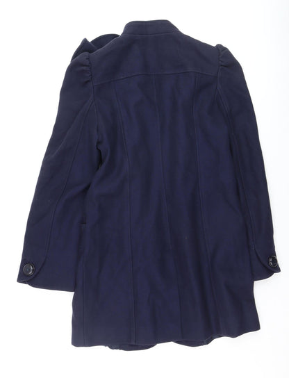 French Connection Women's Blue Wool Pea Coat Size 10 Double Breasted