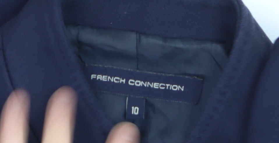French Connection Women's Blue Wool Pea Coat Size 10 Double Breasted