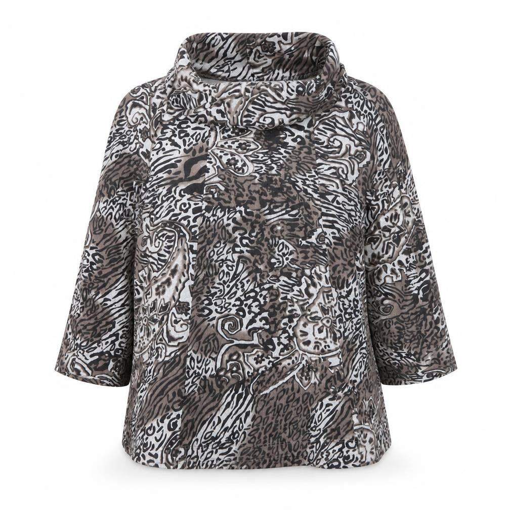 TIGI Womens Brown Animal Print Stretch Jersey Jacket Size 18